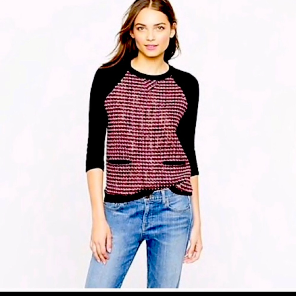 J Crew Tweed-front Merino Sweater